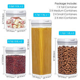 Contenedores herméticos de almacenamiento de alimentos, 7 recipientes de plástico sin BPA con tapas de fácil bloqueo, para organización y almacenamiento de despensa de cocina, incluye 24 etiquetas