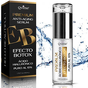 QVENE Serum Facial de Acido Hialuronico al 10% que Hidrata, Rejuvenece y Reafirma la Piel del Rostro, Suero Hidratante Efecto Botox, 50 ml