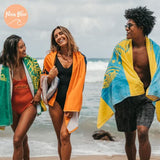 Nova Blue Toalla de Playa Jellyfish - Colores Azul Tropical y Amarillo con un diseño único, Extra Grande, XL (34"x 63") Hecha de 100% algodón