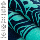 Toalla de playa Nova Blue Tuna Fish (34 x 63) - Toalla de playa de algodón a rayas azules hecha de 100% algodón - Toalla de piscina de secado rápido con diseño tropical - Toalla de playa grande de gran tamaño