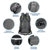 Mochila Impermeable de Viaje - Mochila de Senderismo 60L Mochila para Camping Transpirable y Ligera Mochila Deportiva para Montañismo,Campismo,Deportes al Aire Libre Para Hombre Mujer (Negro)