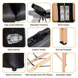 ▶ Cama De Masaje  cama de masaje portátil, mesa de terapia de masaje, cama de spa de 84 pulgadas, ajustable, 2 pliegues, cama de salón con bolsa no tejida, color negro
