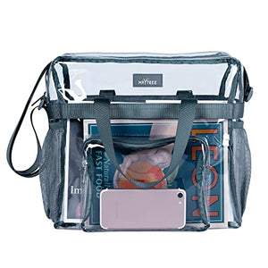 Bolsa transparente aprobada por estadios, resistente al frío, ligera e impermeable, bolsa transparente y bolsa transparente para gimnasio, bolsa de mano transparente para el trabajo, juegos deportivos y conciertos, 12 x 12 x 6 (gris)