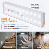 Luz LED para clóset con estación de carga, 20 LED, regulador de intensidad recargable, sensor de movimiento debajo del gabinete con control remoto, barra de luz segura para la noche para clóset, cocina, 5 unidades