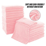 Juego de toallas de baño ultrasuaves de primera calidad, 12 x 12 pulgadas, paquete de 24 unidades, secado rápido, ropa de baño de terciopelo coral altamente absorbente, para uso como toalla de baño, spa, facial, toalla de dedos (rosa)