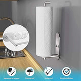 Soporte para Toallas de Papel de Cocina,Soporte para debajo del Gabinete, Percha Toallero para Baño, Nevera, Fregadero, Acero Inoxidable 304, Disponible en Adhesivo y Tornillo -Plata