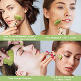 ▶ Masajeador de Jade | Rodillo de Jade Masajeador Facial para Masaje Facial Antienvejecimiento | Rodillo Facial de Piedra de Jade y Gua Sha Set | Perfecto para Belleza de Cuello y Cara | Cuidado de la Piel | Incluye Tablero Gua Sha y Rodillo Estriado