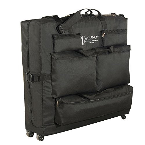Master Massage Universal Wheeled Table Carry Case Bag With 4 Wheels for Massage Table With 5 Pockets, Black