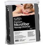 Juego de sábanas de Masaje de Microfibra Premium de 3 Piezas para mesas de Masaje, Incluye sábana encimera, sábana Bajera y Funda Ajustable para reposabrazos, Color Negro