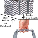 Bolsa extra grande de lona plegable Chevron de gran tamaño para piscina y playa, Gris (Chevron Gray), X-Large
