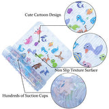 BEEHOMEE Alfombrillas de baño para niños – Tapete grande antideslizante de dibujos animados para tina de baño para bebés y niños pequeños, tapetes de ducha antideslizantes para piso de 35 x 16 pulgadas, lavable a máquina, tamaño XL (zoológico)