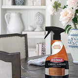 Weiman Spray de limpieza y brillo para gabinetes y madera, muebles, armarios de cocina, zócalo y molduras, aroma a almendra fresca, paño de microfibra incluido