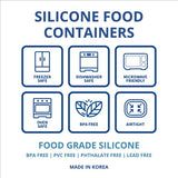 BLUE GINKGO Juego de recipientes de silicona para almacenamiento de alimentos, contenedores herméticos reutilizables con tapas, cajas de almuerzo y bento para adultos y niños, congelador, campamento, contenedor de aperitivos, almacenamiento de alimentos p