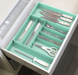 Simple Houseware Organizador de cubiertos expandible para cajones de cocina, turquesa