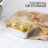 Sartenes de aluminio con tapas de plástico transparente (paquete de 50) sartenes de papel de aluminio de 0,5 kg – Contenedores de alimentos – 50 sartenes y 50 tapas – bandejas de papel de aluminio de 1 libra para sobras, llevar y llevar