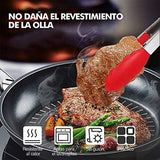 Pinzas de Cocina, MTQ 3 PIEZAS Pinzas de Acero Inoxidable con Seguro, Kit de Pinzas de Silicona de 7", 9" y 12", con Puntas de Silicona Antiadherentes, Alta Resistencia al Calor a 480 ° F, (Rojo)