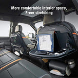 Tsumbay Organizador de asiento trasero de coche con soporte para tablet, 9 bolsillos de almacenamiento, organizador de almacenamiento de coche de piel sintética con bandeja de mesa plegable, protectores de asiento de coche, alfombrillas de patada, accesor