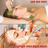 Kit de Rodillo Masajeador Facial de jade 4 en 1, rodillo de hielo para masaje facial y ojos,facial Gua Sha,cepillo de mascarilla de silicona, Facial Masaje Piedra Para Cuello Cara Ojos Cabeza CuerpoPiel Que Aprieta, Antienvejecimiento, Circulación Sanguín