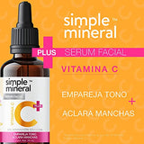 Serum Vitamina C 4 en 1 Rosa Mosqueta, Acido Hialuronico y Colageno Hidrolizado - Simple Mineral Hidratante Facial Aclarante de Piel con Vitamina C Serum Facial con efecto Aclarador de Piel quita manchas en la cara 60% más contenido (vs serums 30ml)