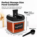 Juego de recipientes herméticos de 6 piezas + 6 cucharas, etiquetas y marcador, recipientes de plástico transparente duradero con tapas, recipientes de despensa para especias, hierbas, café, té, etc