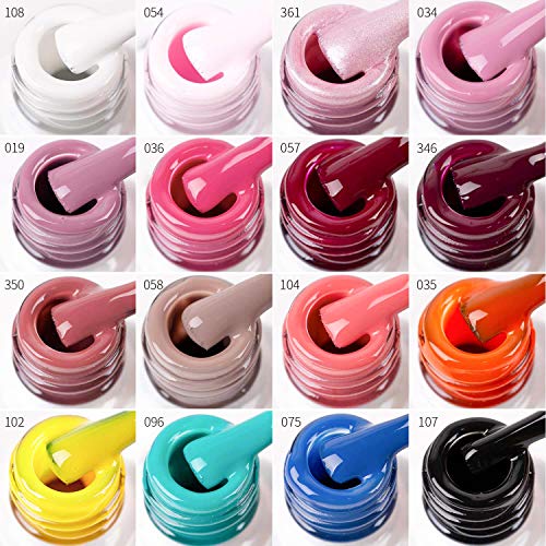 Kit de esmalte de uñas de gel pastel – Candy Lover 16 colores populares de otoño e invierno, juego de iniciación de colores UV LED remojado, manicura en casa, rosa, rojo y naranja, colección BK-28