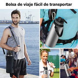 950ML Termo，Hisemy Termo de Acero Inoxidable sin BPA，Termo Agua(Dos Tapas),Botella Térmica，100% a Prueba de Fugas, Aislamiento de Doble Pared，para Agua Fría (24 horas) o Caliente (12 horas) Gris