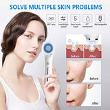 Cepillo de limpieza facial con masaje facial de doble espalda, cepillo facial giratorio eléctrico con 5 cabezales diferentes para limpieza profunda, exfoliación suave, eliminación de puntos negros y masaje