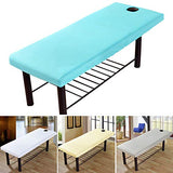 Sábana de mesa de masaje, funda de cama de masaje con agujero facial, sábanas bajeras lavables y reutilizables (blanco, 2 piezas)
