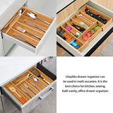 Utoplike - Bandeja organizadora de cubiertos de bambú expandible: para cubiertos, utensilios de cocina, utensilios de cocina, cubiertos, accesorios o aparatos, tamaño: 11,5 pulgadas de ancho x 18 pulgadas de profundidad x 2 (natural).
