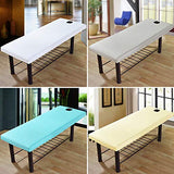 Sábana de mesa de masaje, funda de cama de masaje con agujero facial, sábanas bajeras lavables y reutilizables (blanco, 2 piezas)