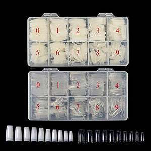 1000 Pcs Nails Uñas Postizas Full Cover Nail Uñas Falsas Puntas de Uñas Postizas Uñas Uñas Postizas de Gel Art Tips Sets Funda Completa Uñas Postizas para Bailarina Cosplay Office Lady Puntas de Uñas Postizas Transparente Tamaño Variado Acrílico con Caja