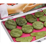 Juego de 21 Piezas de Piedras Calientes de Masaje de Jade Verde Oliva con Calentador, Juego de Tabla de raspado de Piedra energética Adecuado para el Tratamiento de relajación SPA