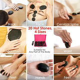 20 piedras calientes de basalto para masaje, piedras de masaje con caja calefactora, piedras calientes 4 tamaños, kit de masaje para spa profesional o en casa, relajante, alivio del dolor.
