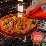 Charola para dorar Chef Pomodoro de cobre, fríe al aire en tu horno, juego de 2 piezas, bandeja para hornear (Redondo)
