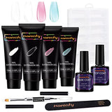▶ HavenJanny Kit Uñas de Gel, 4 Colores Gel de Extensión de Uñas, Glitter Polygel Nail Kit con Top Coat y Base Coat, 72 piezas de puntas de uñas, Regalos para Madre, Novia y Amiga (C)