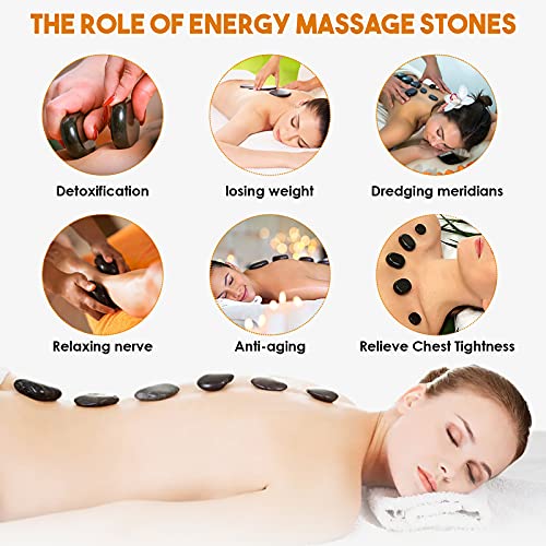 Juego de 28 piedras calientes para masaje, piedras calientes con calentador, piedras de masaje para spa profesional o doméstico, terapia de masaje, relajación, alivio del dolor