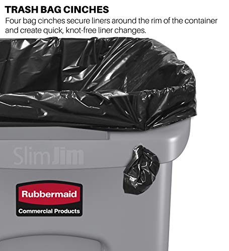 Rubbermaid Commercial Vented Slim Jim Trash Can Waste Receptacle, 23 Gallon, Brown, Plastic, 1956187