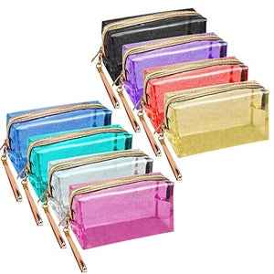 Bolsa de cosméticos impermeable portátil translúcida bolsa de maquillaje con cierre bolsa de aseo de viaje para día festivo, baño, organización, Multi Color, 8 pcs, Moda