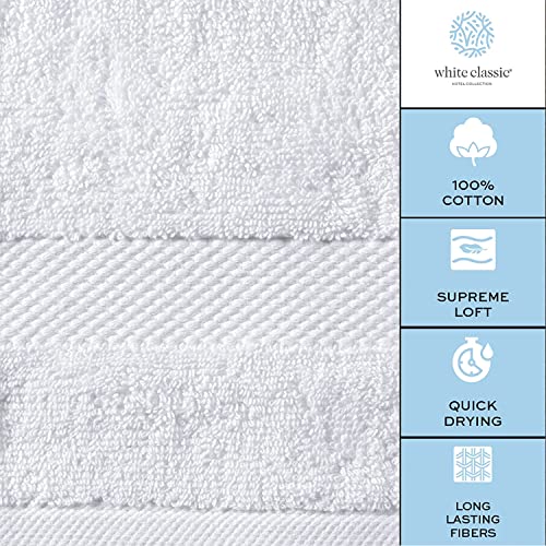 Toallas de baño de algodón de lujo grandes, muy absorbentes, colección de spa de hotel, 27 x 54 pulgadas, juego de 4 (blanco, 4)