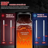 ▶ Termo de Acero Inoxidable, Doble Pared y Tapa Hermética Antigoteo, con Asa para Transportar (900ml, Negro)