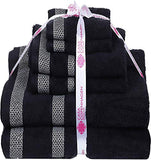 Solitaire Designed in Dinamarca, juego de 6 toallas de algodón egipcio decorativas, para cocina y baño, incluye 2 toallas de baño, 2 toallas de mano, 2 paños de baño, color negro oscuro