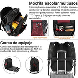 ▶ Mochila para Laptop, Mochila Antirrobo Impermeable con Puerto de Carga USB Interfaz para Auriculares, Mochila para Portátil Unisex de 18.4 Pulgadas Mochila para Portátil de Negocios(Rojo)