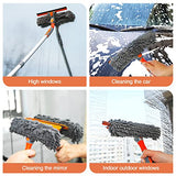 Limpiador de ventanas 2 en 1, kit de herramientas de limpieza de ventanas giratorias con poste de extensión, equipo de lavado de ventanas telescópico de 62 pulgadas con cabezal flexible para vidrio de coche interior/exterior, 4 almohadillas para ore