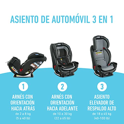 Graco TrioGrow SnugLock LX - Asiento de coche 3 en 1, asiento de bebé a niño, Sonic