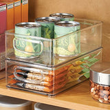▶ Organizador clóset de cocina y despensa organizador de almacenamiento de contenedores – Pack de 4, poco profundo, transparente