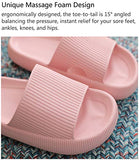 ▶ Pantuflas de almohada, unisex, para ducha, baño, espuma de masaje EVA, súper suave, antideslizante, de secado rápido, suela gruesa, sandalias negras con puntera abierta para mujeres y hombres, Azul, 11.5-12 Women/10-11 Men