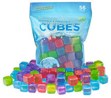 ▶ Cubos de hielo reutilizables – Cubos de hielo cuadrados de plástico coloridos de congelación rápida con bolsa resellable, colores surtidos, paquete de 56