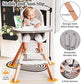 Silla alta para bebé con doble bandeja extraíble para bebé/bebés/niños pequeños, silla alta de madera 3 en 1, silla elevadora/silla | crece con tu hijo | Patas ajustables | Diseño moderno de madera | Fácil de montar
