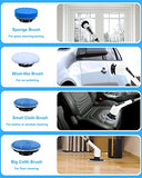 Leebein - Cepillo de limpieza inalámbrico con 8 cabezales de cepillo reemplazables, limpiador motorizado para bañera y piso con mango de extensión ajustable para el hogar, cocina, coche (2022 actualizado)