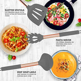 Juego de utensilios de cocina de silicona, juego de 14 utensilios de cocina antiadherentes resistentes al calor, utensilios de cocina con mango de acero inoxidable de cobre, pinzas giratorias, espátula, cuchara, sin BPA, no tóxico